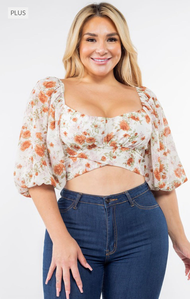 Floral crop top outfit